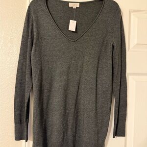 LOFT Gray V-Neck Sweater